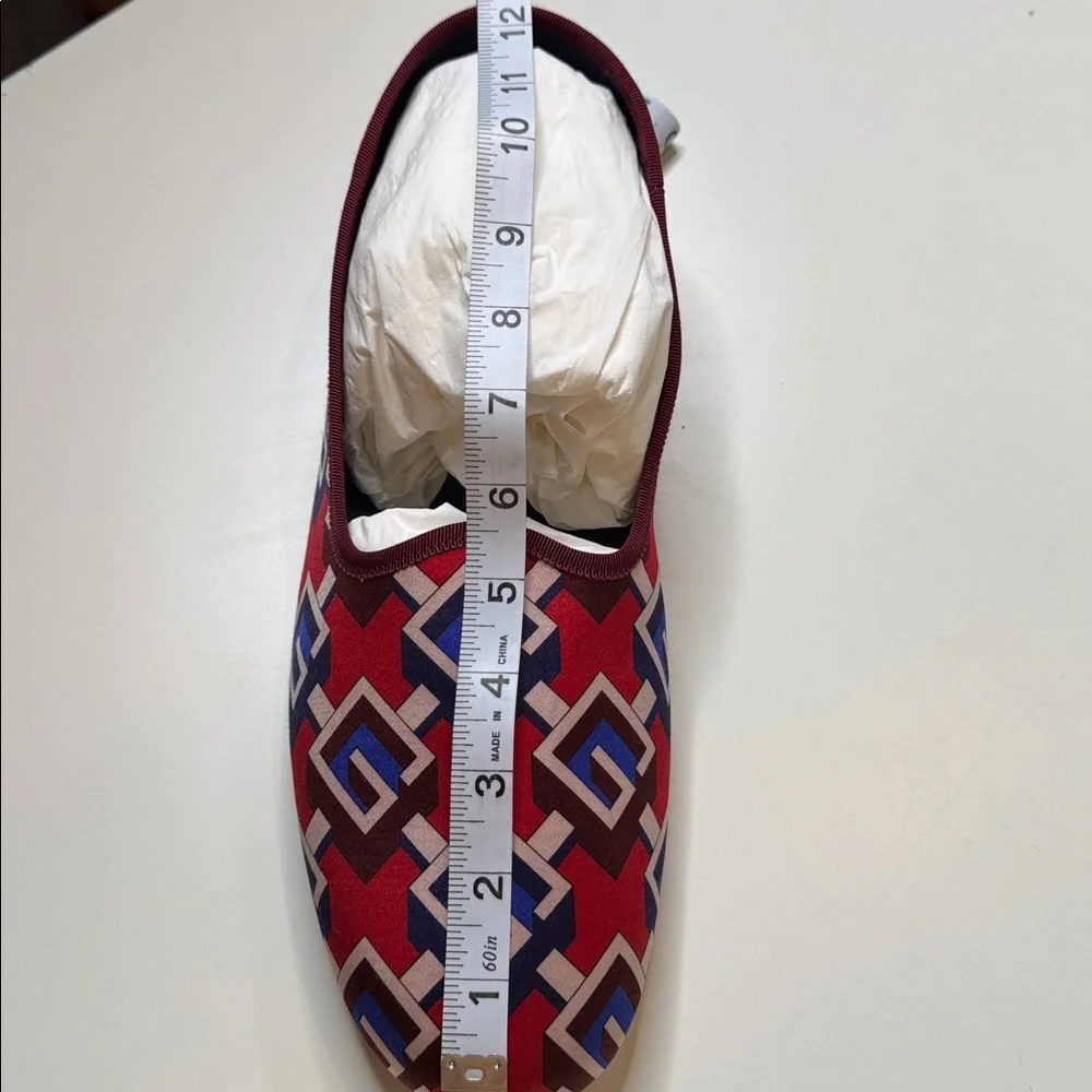 Gucci Red Satin Voyage Geometric G Print Slipper Shoes New $570